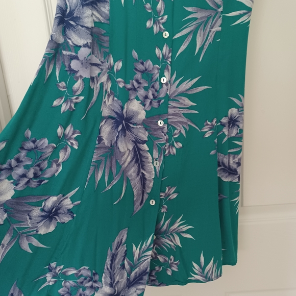 Tropical Floral Mini Dress M Teal Purple 90s Vintage NWOT - Picture 10 of 13